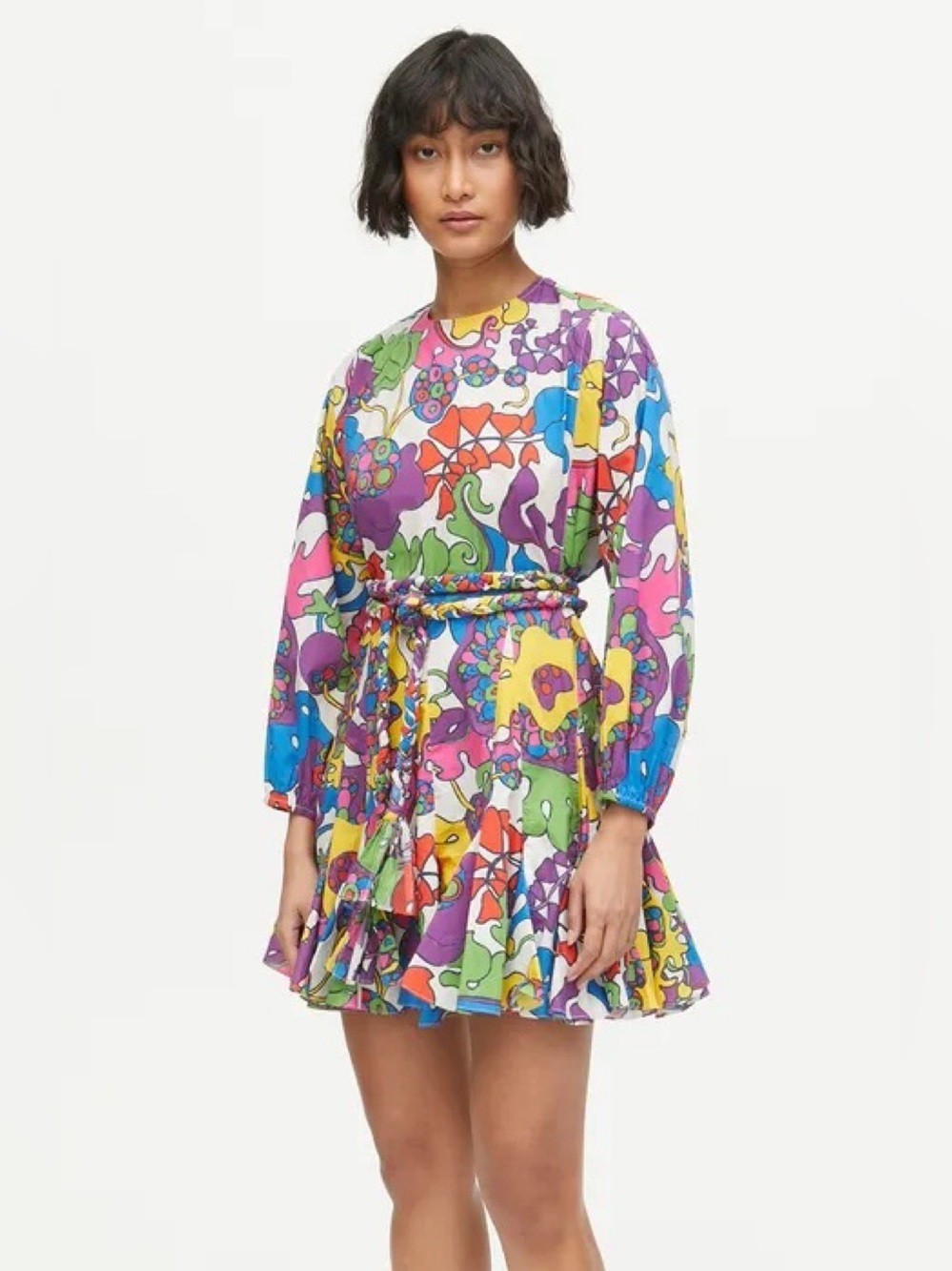 Rhode x REVOLVE Ella Dress in Psychedelic Multicolor Floral Print Mini Dress
